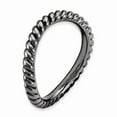thumbnail image 3 of White Sterling Silver Ring Band Stackable Expressions Polished Black-plate Wave, 3 of 4