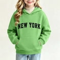 thumbnail image 2 of NEBWOAK Girls Fleece Hoodie, Green Pullover Sweatshirt Long Sleeve Varsity Print,Size 10-11T, 2 of 6