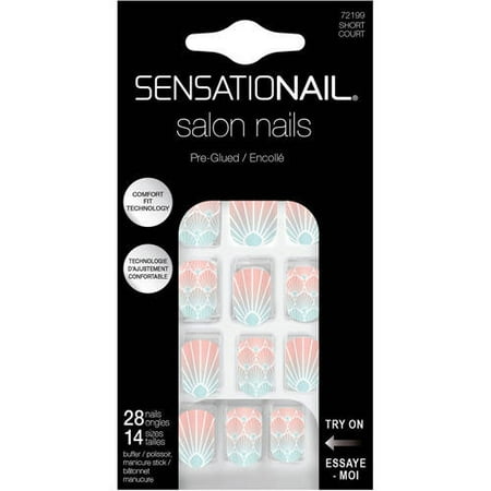 (2 Pack) Sensationail 72199 Short Court Salon Nails, 28