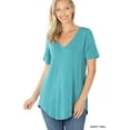thumbnail image 3 of Zenana Women & Plus Luxe Rayon Short Sleeve V-Neck Hi-Low Hem Casual Tee-Shirt Top, 3 of 4