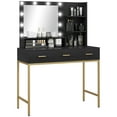 thumbnail image 1 of HOMCOM Coiffeuse, Table de Maquillage avec Miroir à DEL et Rangement, Noir, 1 of 10