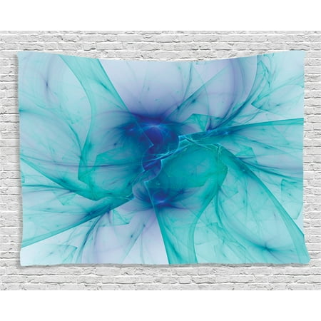 Modern Tapestries Collection Spires Decor Tapestry, Modern Creative Computer Art Design with Psychedelic Alternate Shapes Image, Wall Hanging for Bedroom Living Room Dorm Decor, 60W X 40L Inches, Teal Blue, by Ambesonne ()