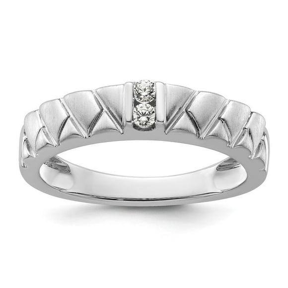 Diamond2Deal 14k White Gold Polish & Satin Woven Design Diamond Men's Wedding Band Size- 10