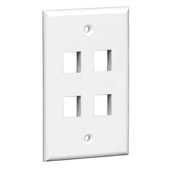 Keystone Wall Plate  |  4 Hole,  1-Gang,  White