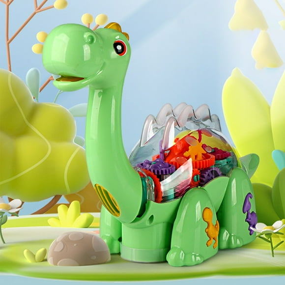 tumgatte Electric Universal Dinosaur Toy Music Transparent Gear Brachiosaurus Simulation Dinosaur Boy Children's Toy Summer Savings