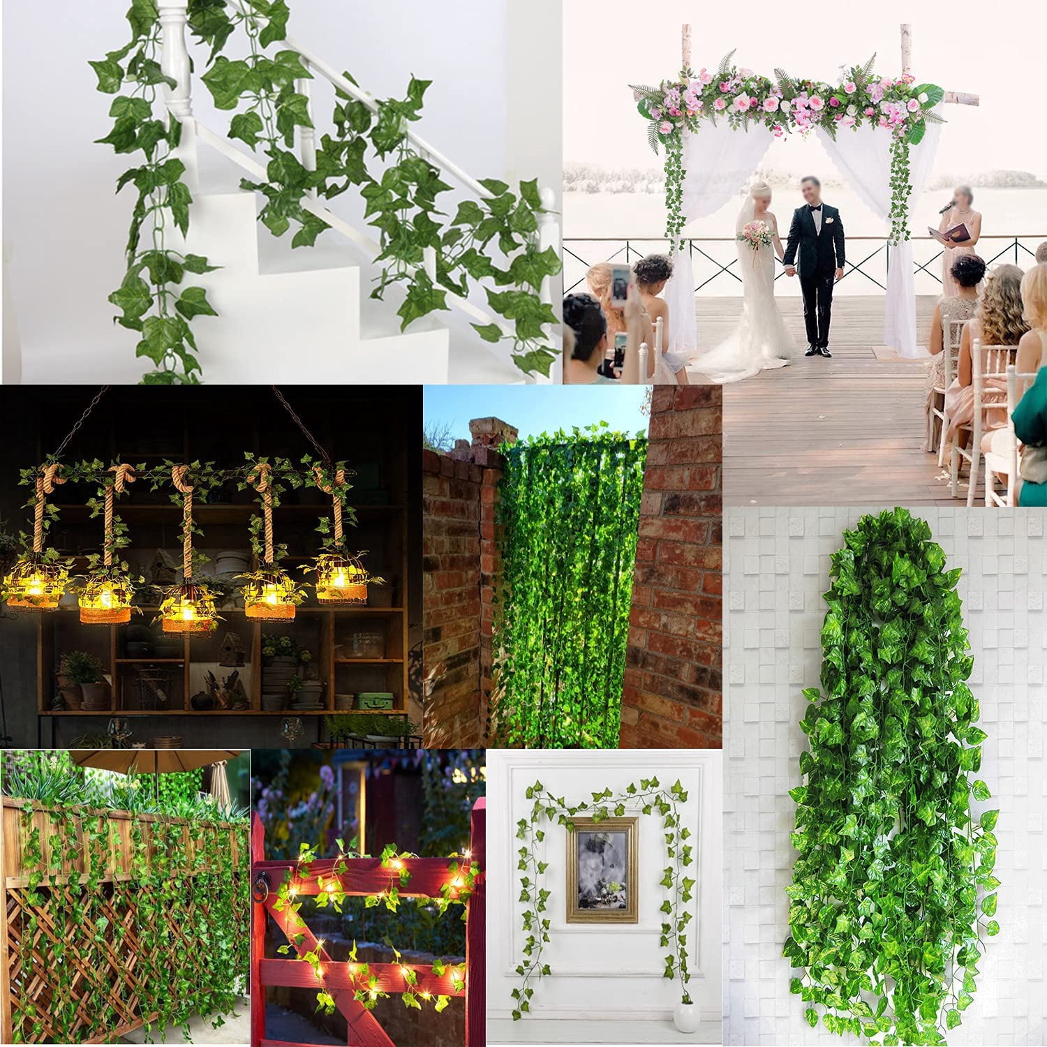Morttic 72 Strands  Vines Garland - 496 Feet Artificial Leaves Fence Privacy Screen Green Fake Vines for Room Decor - Greenery Garland for Wall Decorations