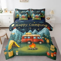 Erosebridal Red Camper Bedding Sets Twin Size,Cartoon Bear Comforter Sets with Sheets,Tent Camping Bed in a Bag Twin size,Microfiber Travel Bedroom Decorative,Reversible,7pcs