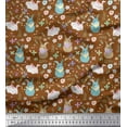 thumbnail image 1 of Soimoi Cotton Voile Fabric Floral & Rabbit Kids Printed Craft Fabric by The Yard 42 Inch Wide, 1 of 1