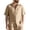 Khaki, variant on Linen Shirts For Men Short Sleeve Collar Button Down Mexico Shirt Summer Beach Tops White XL