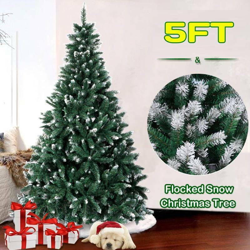 5' Flocked Green Christmas Tree Artificial Flocked Christmas Tree Home