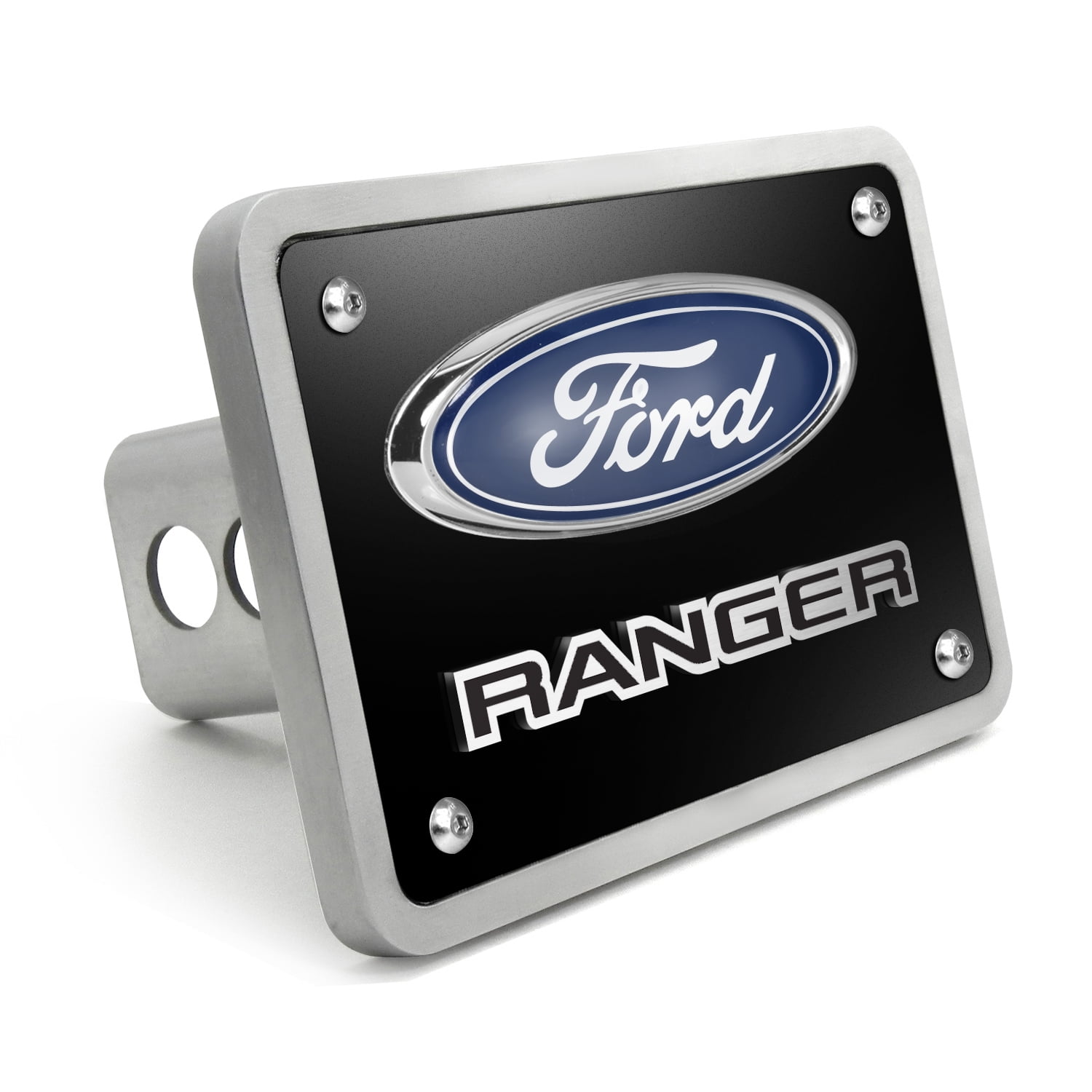 Ford F-150 2 Tow Hitch Cover Plug Engraved Billet Black Powder Coated 