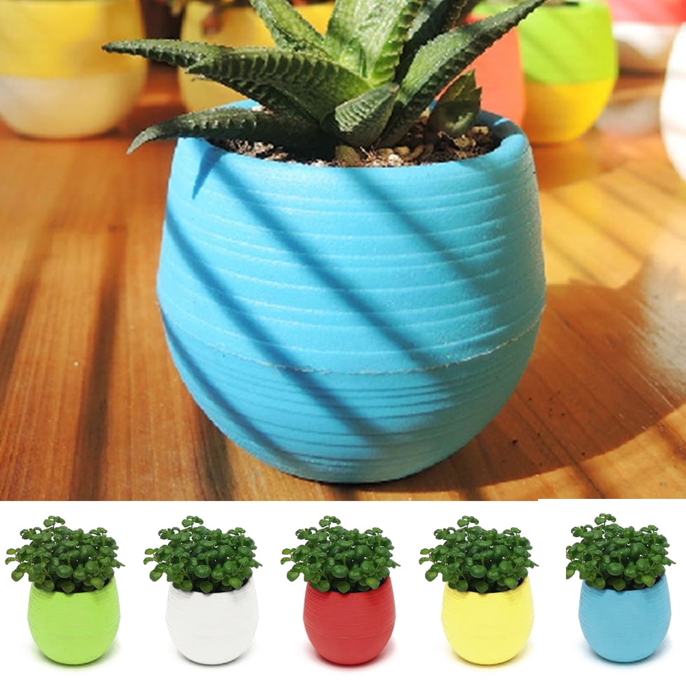 Plastic Plant Flower Pots Small Cute Round Home Garden Office Plants Decor Pot 