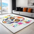 thumbnail image 1 of Machine Washable Area Rug 8x10 ft for Dining Room, Bedroom, and Living Room, Colorful Sugar Skull Flower Stain and Water-Resistant Non-Slip Rug, Pet and Kid Friendly, 1 of 7