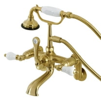Kingston Brass AE55T7 Aqua Vintage Wall Mount Tub Faucet with Hand Shower, Brushed Brass