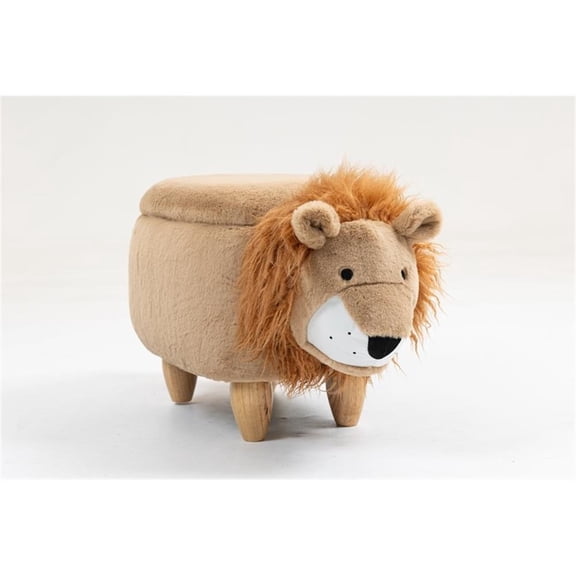 Pemberly Row Kids Lion Animal Storage Ottoman Stool-Furniture for all rooms