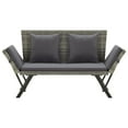 thumbnail image 2 of vidaXL Garden Bench with Cushions 69.3" Gray Poly Rattan, 46232, 2 of 9
