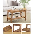thumbnail image 6 of Farmhouse Coffee Table with 2 Storage Shelves – Stylish Brown Table for Living Rooms and Small Spaces, 6 of 8