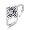 thumbnail image 3 of 10mm - Flower Toe Band Ring 925 Sterling Silver Thin Adjustable Stylish Rings for Women, 3 of 5