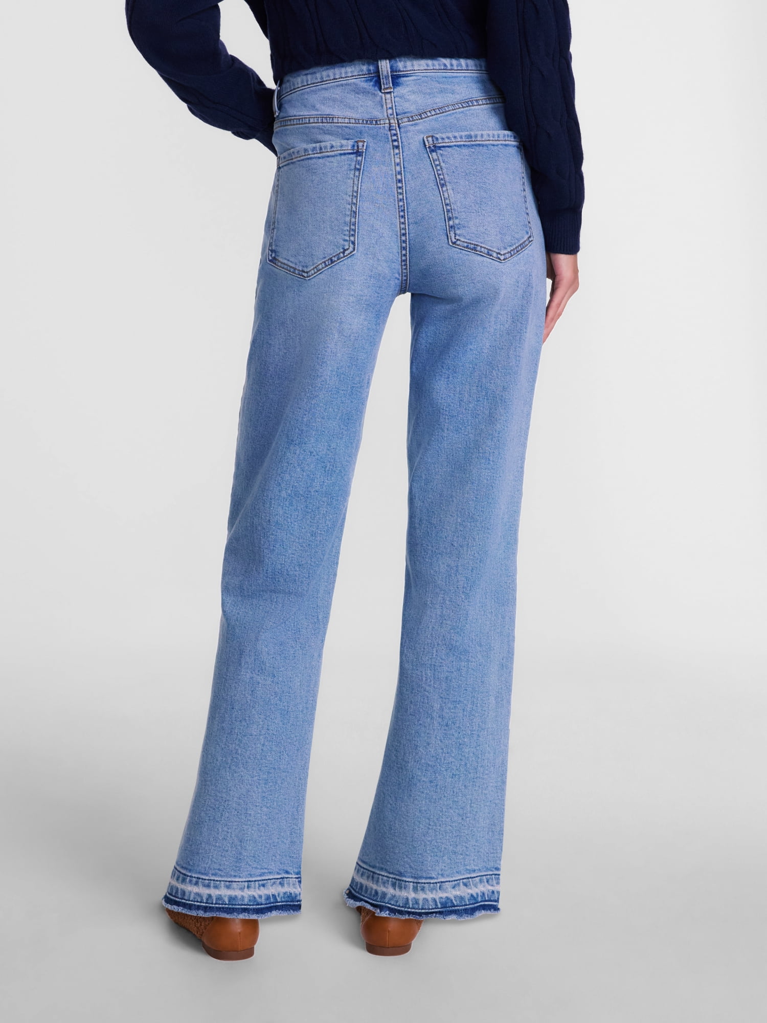 Scenario Women's and Women's Plus High Rise Straight Leg Let Down Hem Jeans, 29" Inseam, Sizes 0-28W