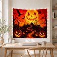 thumbnail image 5 of Vivid Glowing Jack with Lantern Face Triangular Eyes, Spooky Gothic for Gothic Decor Fans, Dark Art Decor, Halloween Gift, Tapestry Wall Hanging for Bedroom and Dorm, 5 of 7