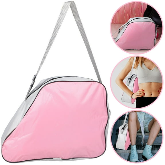 LULULION Roller Skating Bag Pink Oxford Material Adjustable Strap Convenient Skate Tote