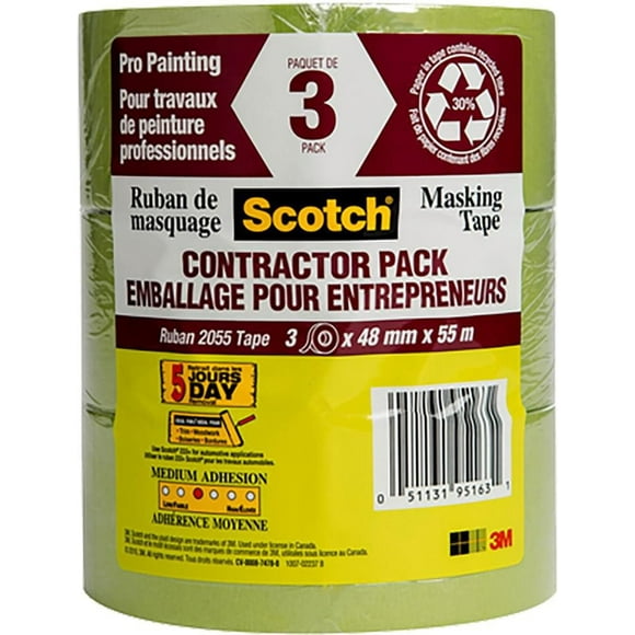 3M 2055PCW-48 48mm x 55m Ruban de masquage vert (3pk)