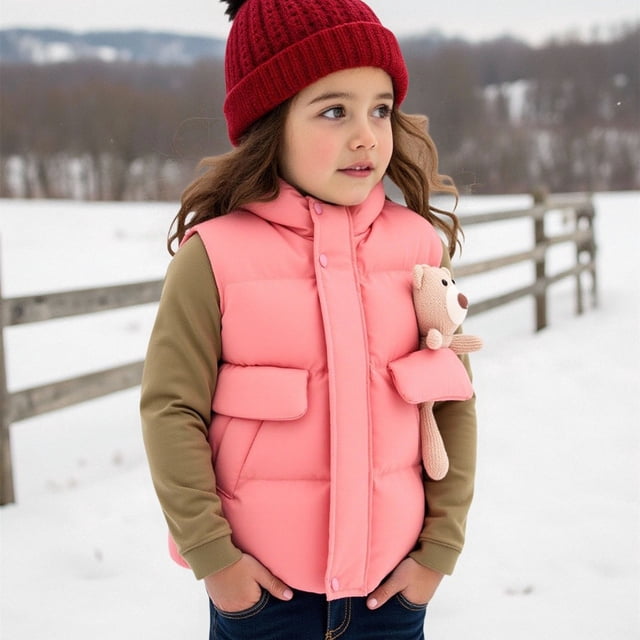 Cowsor Girls Winter Zipper Puffer Vest Lightweight Sleeveless Outwear Puffy Vests