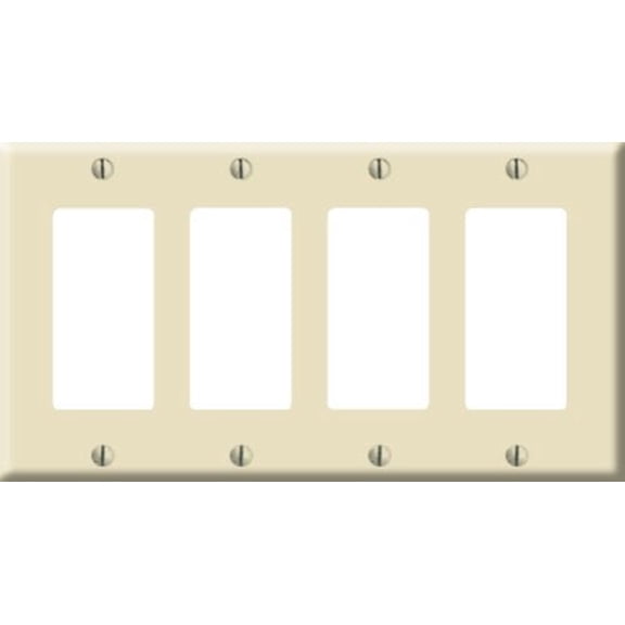 Leviton 80412-A Almond Four Gang Decora Wall Plate