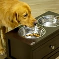 thumbnail image 6 of PawHut Large Elevated Dog Bowls with Storage, Raised Dog Bowl Stand, Brown, 6 of 9