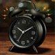 thumbnail image 2 of 4 Inch Twin Bell Loud Alarm Clock Metal Frame 3D Dial with Backlight Battery Operate Desk Table Alarm Clock,White, 2 of 5