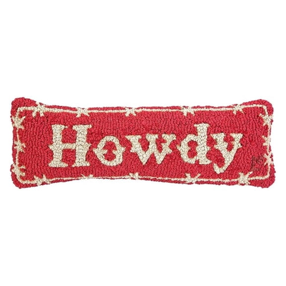 Howdy Hand-Hooked Wool Decorative Throw Pillow