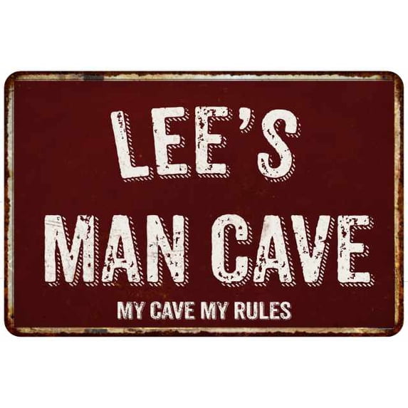 LEE'S Man Cave Red Grunge Sign 16 x 24 Matte Finish Metal Sign 116240003019