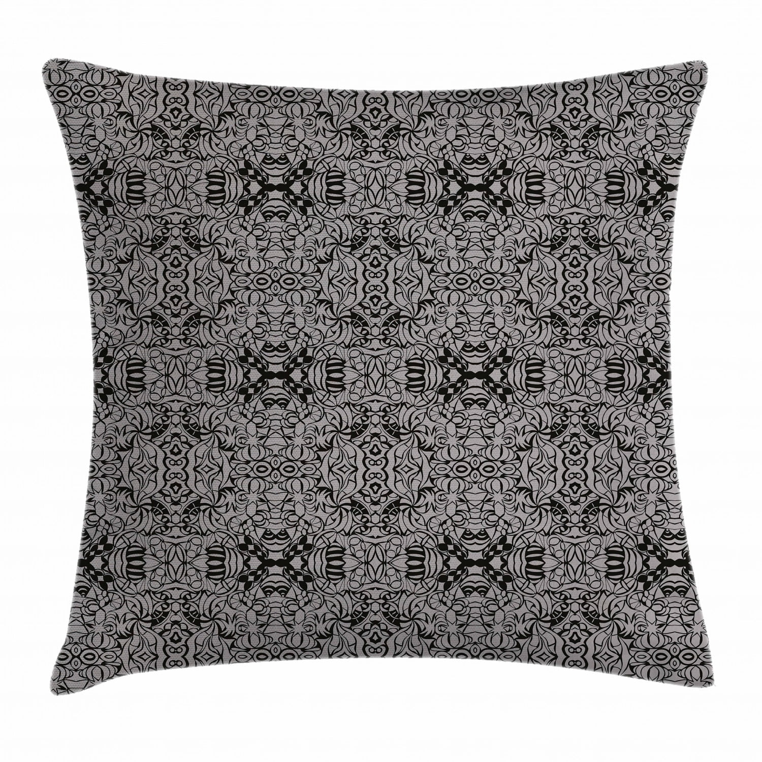 Dark Grey Throw Pillow Cushion Cover, Abstract Antique Pattern with