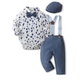 thumbnail image 3 of Trikvn Baby Boy Gentleman Suit Heart Print Long Sleeve Shirt with Bowtie Elastic Waist Suspender Pants Set Toddler Formal Outfit for Ring Bearer Birthday Party Dress Up, 3 of 6
