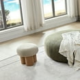 thumbnail image 4 of LoLado Mushroom Stool, Eddy Fabric Footrest Ottoman Stool with Walnut Veneer, Plush Cushion, Wooden Barrel PVC Pipe, Greige, 4 of 10