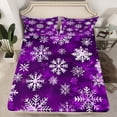 thumbnail image 2 of Manfei Chic Snowflakes Twin Sheet Sets 3 Pieces, Merry Xmas Christmas Twin Fitted Sheet, Purple White Flat Sheet, Ultra Soft Home Decor, 2 of 7