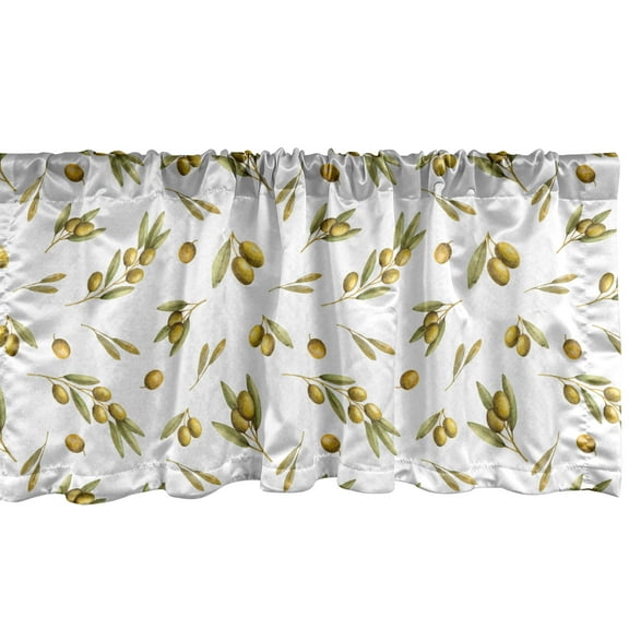Ambesonne Nature Window Valance, Mediterranean Branches, 54" X 18", Green Yellow Olive