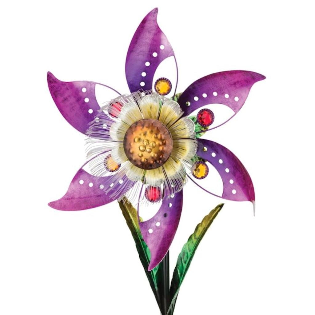 Regal Art and Gift 13218 10.25" Solar Blossom Pink Flower Wind