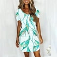 thumbnail image 2 of DPTALR Robes à Manches Courtes Col en V Mi-Mollet pour Femmes, Jupes Courtes Rétro Mignonnes pour Sorties d'Été pour Filles, 2 of 4
