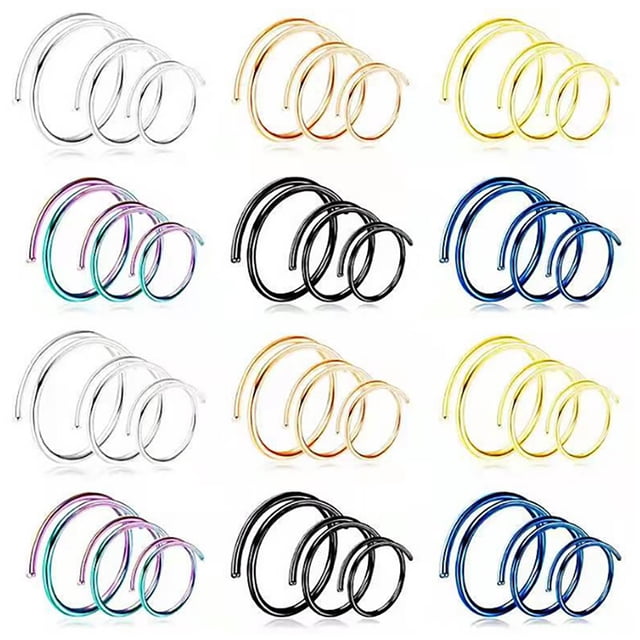 Double Anneau de Nez Tendance : 15 Pcs Cerceau de Septum en Acier Inoxydable Bijoux de Perçage Corporel