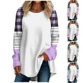 thumbnail image 4 of WREESH Womens Fashion Tunic Tops Casual Long Sleeve Printing Round Neck Loose T-Shirt Blouse Tops Pullover Purple, 4 of 4