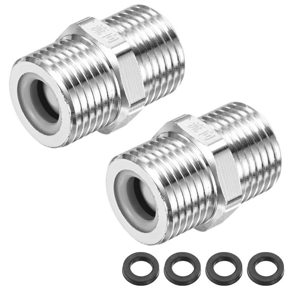 Uxcell 2-Pack Brass Check Valve, 1/2" Male to 1/2" Male Thread One Way Non-Return Backflow Preventer Valve [Silver]