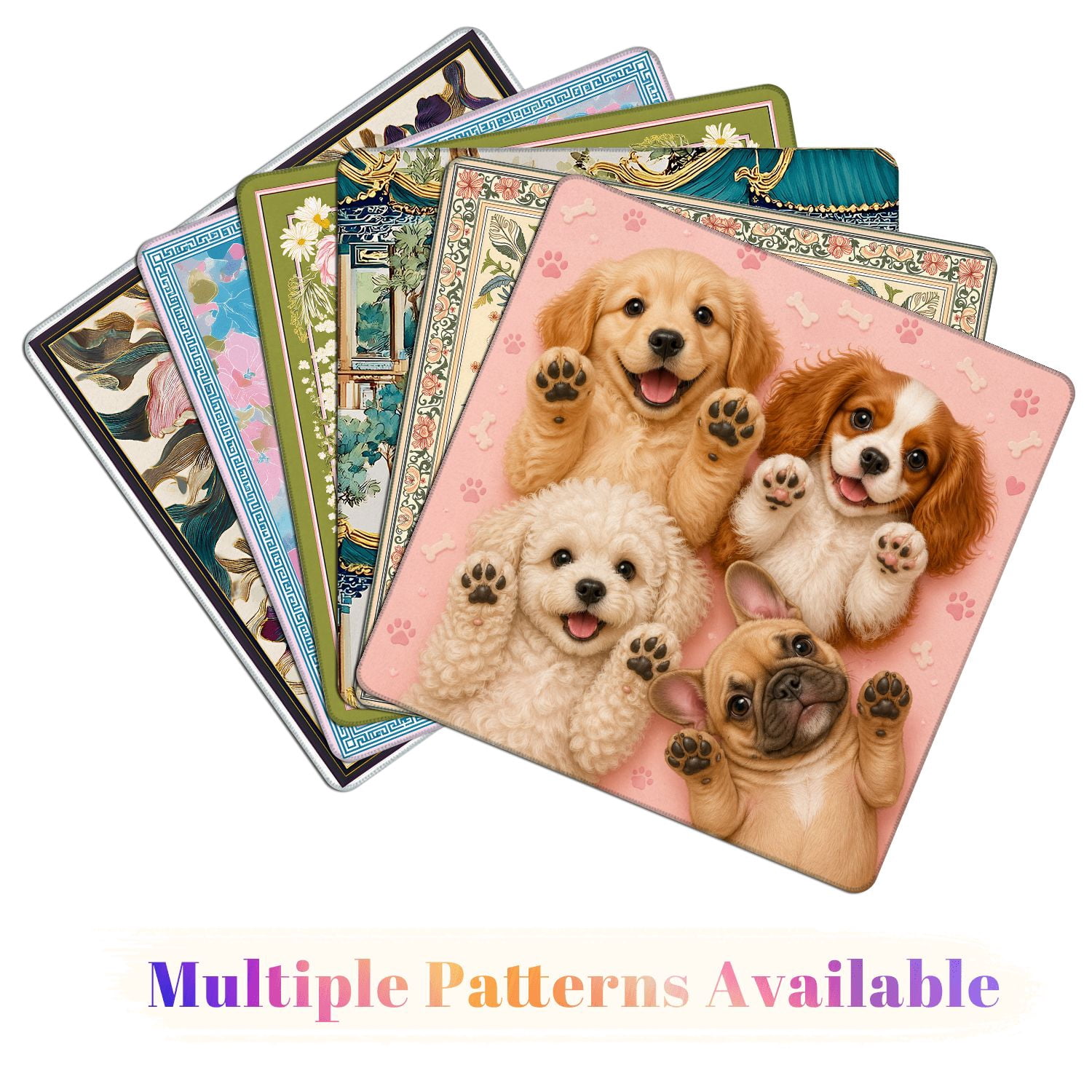 Mahjong Mat 31.5" x 31.5" Adorable Puppies Posing Their Paws Air Pink Non-Slip Noise Reduction American Mahjong Tiles Table Cover for Dominoes Poker Card Board Games Gift