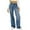 Blue, variant on ManxiVoo Womens High Waisted Straight Leg Jeans Stretch Denim Comfortable Casual Baggy Fit Everyday Trousers XXL Size Black