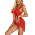 thumbnail image 4 of HAPIMO Plus Size Lingerie Bow Pajamas S-6XL Exotic Nightwear Nightgown Lace Mesh Sheer Lingerie Exquisite Sleepwear Mini Babydoll Dress Red XXL, 4 of 8