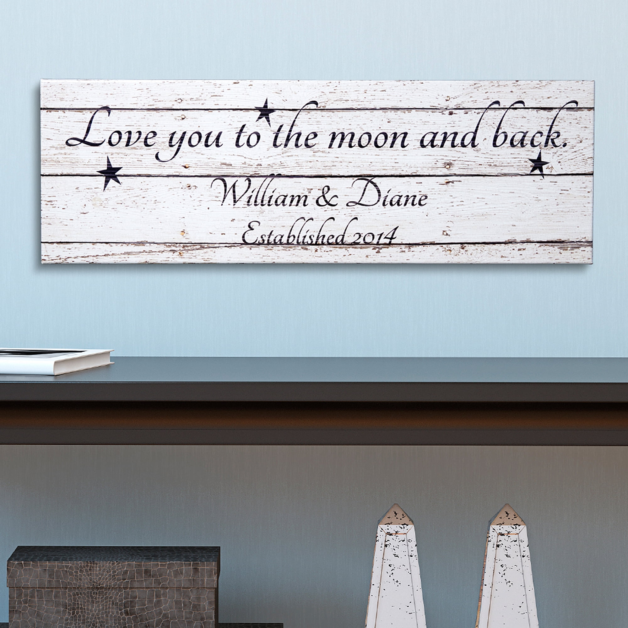 I Love You To The Moon And Back Wall Art personalized love you to the moon and back canvas, 9" x 27 I Love You To The Moon And Back Wall Art personalized love you to the moon and back canvas, 9" x 27