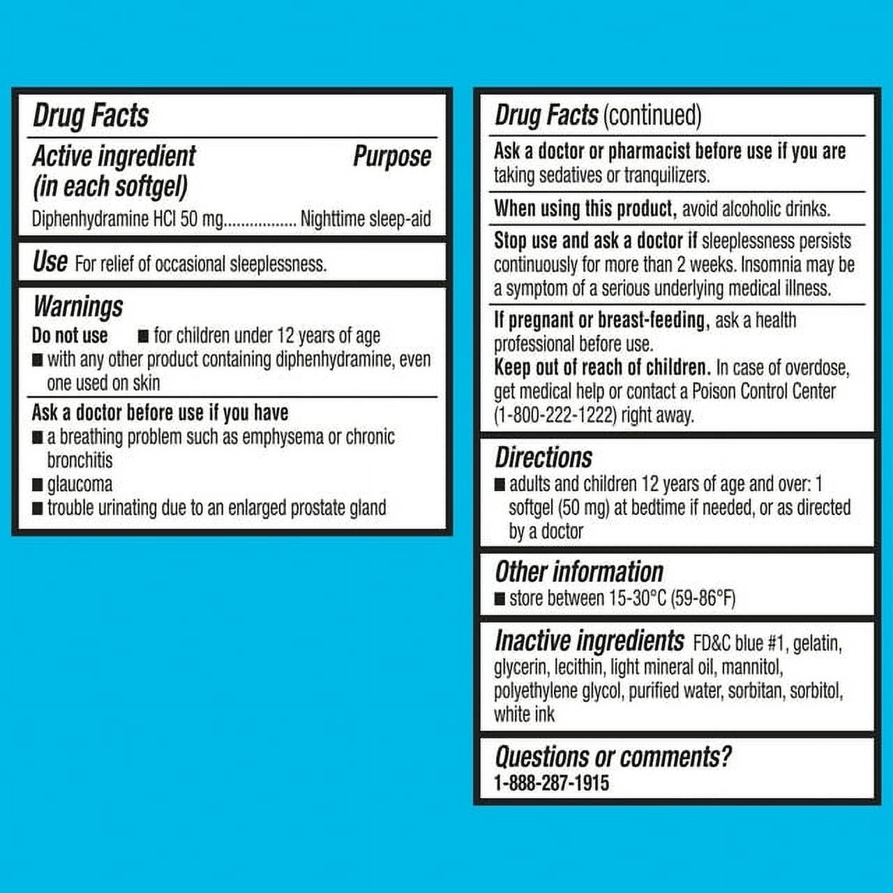Equate Cápsulas Blandas de Ayuda para Dormir de Máxima Resistencia por la Noche con Difenhidramina HCl, 50 mg, 100 Unidades, Comparar con Ingrediente Activo de Unisom SleepGels 3