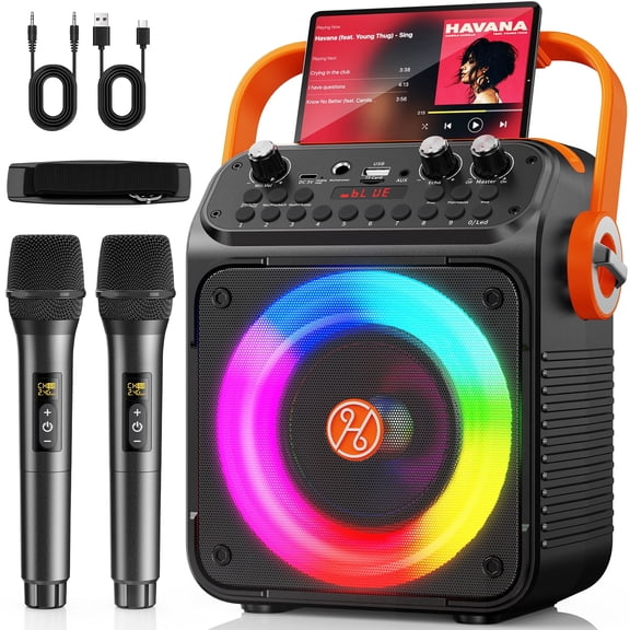 JAUYXIAN Karaoke Machine for Kids Adult, Karaoke Machine with 2 Microphone, Portable Bluetooth Speaker for Party