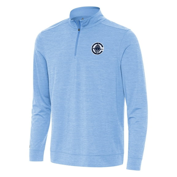 Men's Antigua Heather Powder Blue LA Clippers Bright Quarter-Zip Top