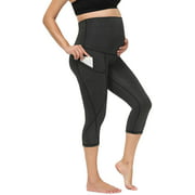 Maternity Yoga Pants Over Bump Workout Active Leggings with Pockets Mc42#-1- XX-Large